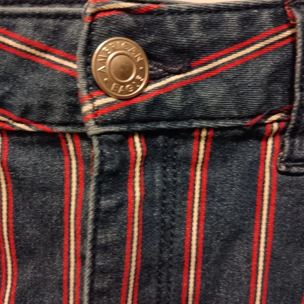 American Eagle| Hi-Rise Mini Stretchy Sz. 12 Y2K Beach Coastal Red White & Blue